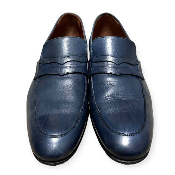 Massimo Matteo Navy Leather Penny Loafers Men's Size 10 - Picture 2 of 13